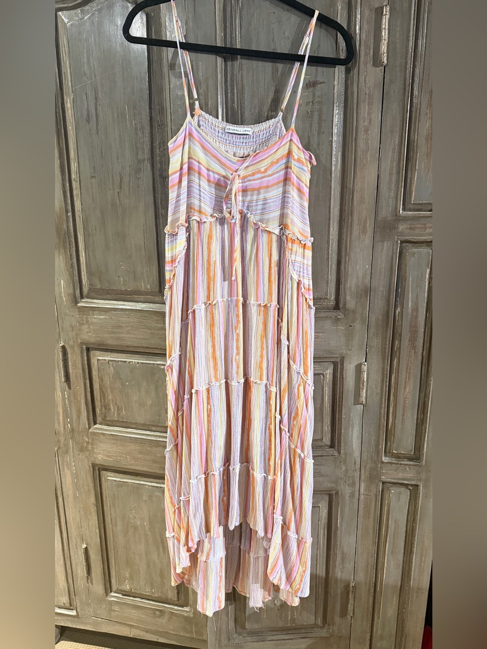 Kendall Lane Striped Asymmetrical Summer Dress - Multicolor